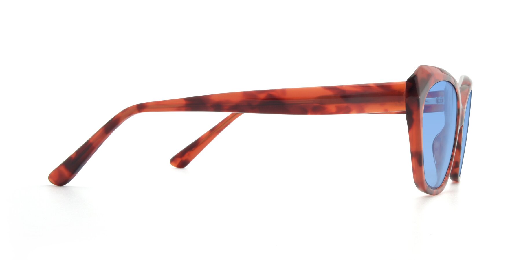 Side of 17351 in Floral Red with Medium Blue Tinted Lenses