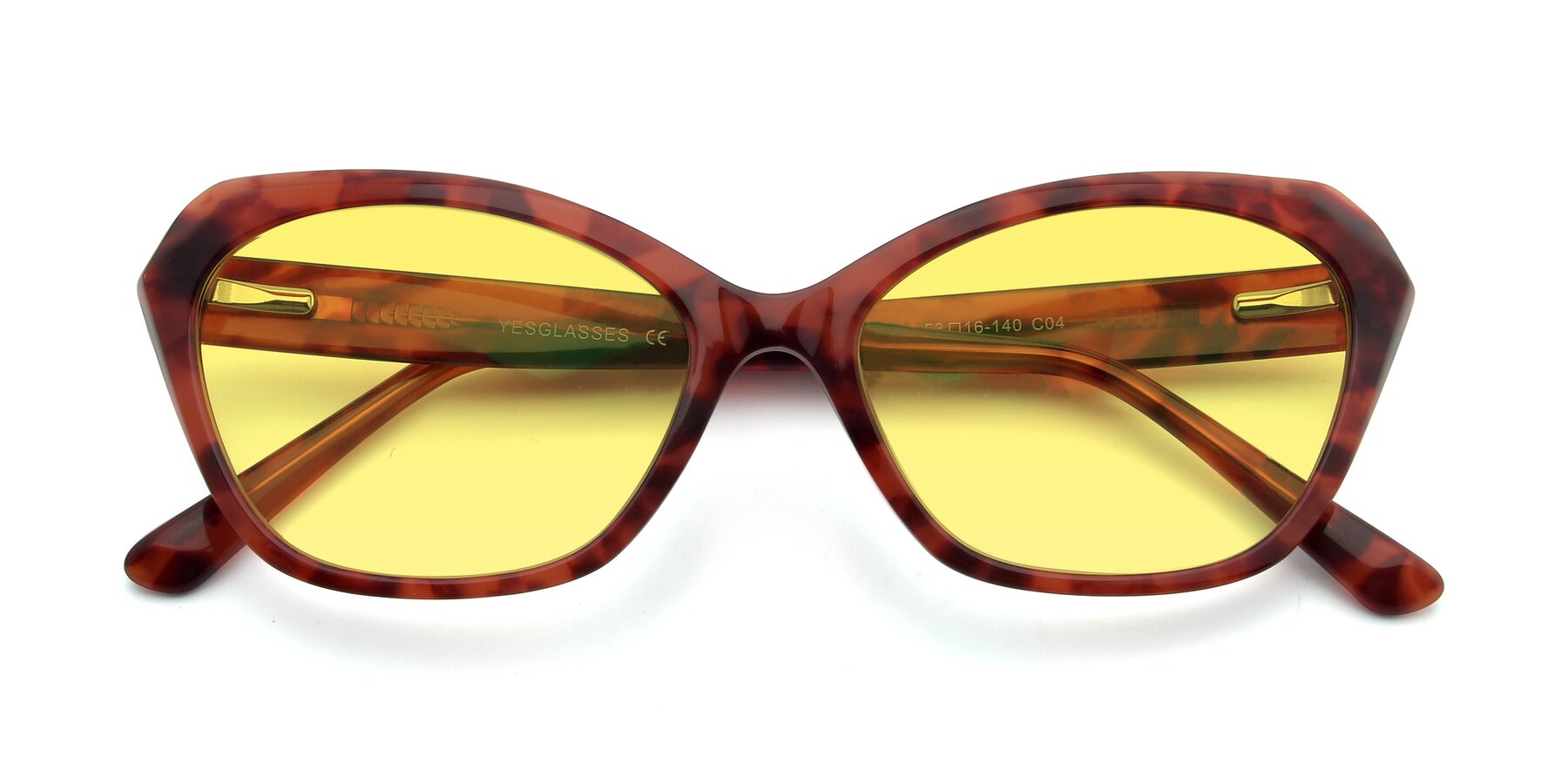 Folded Front of 17351 in Floral Red with Medium Yellow Tinted Lenses