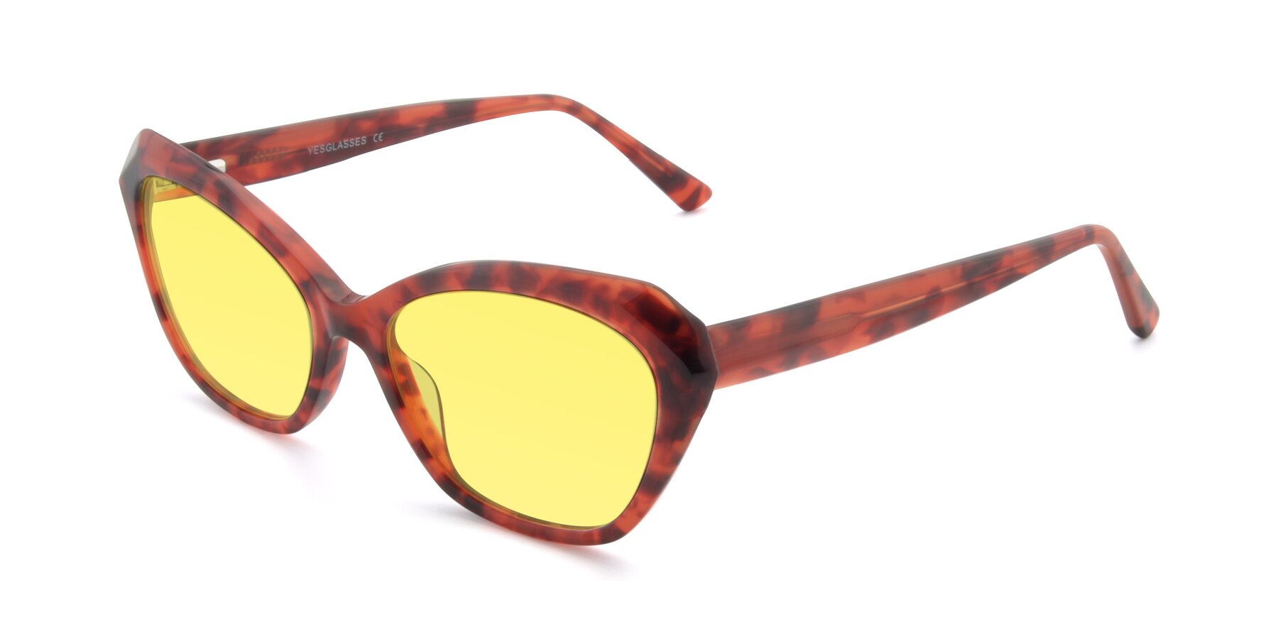 Angle of 17351 in Floral Red with Medium Yellow Tinted Lenses