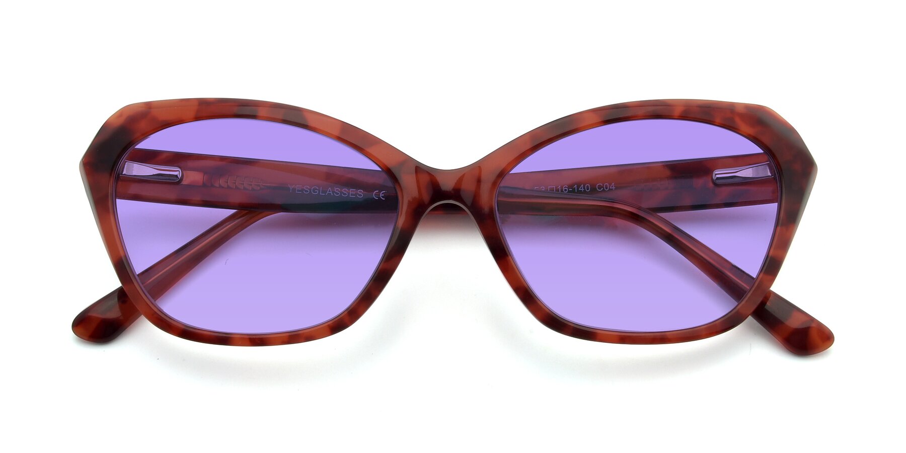 Folded Front of 17351 in Floral Red with Medium Purple Tinted Lenses