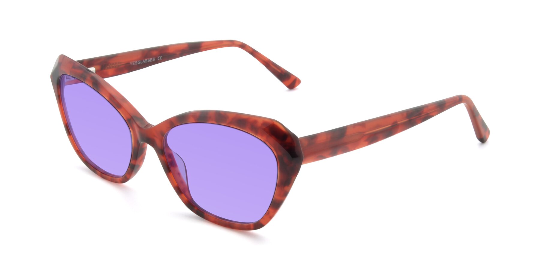 Angle of 17351 in Floral Red with Medium Purple Tinted Lenses