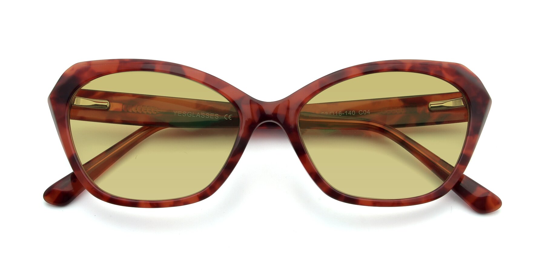 Folded Front of 17351 in Floral Red with Medium Champagne Tinted Lenses