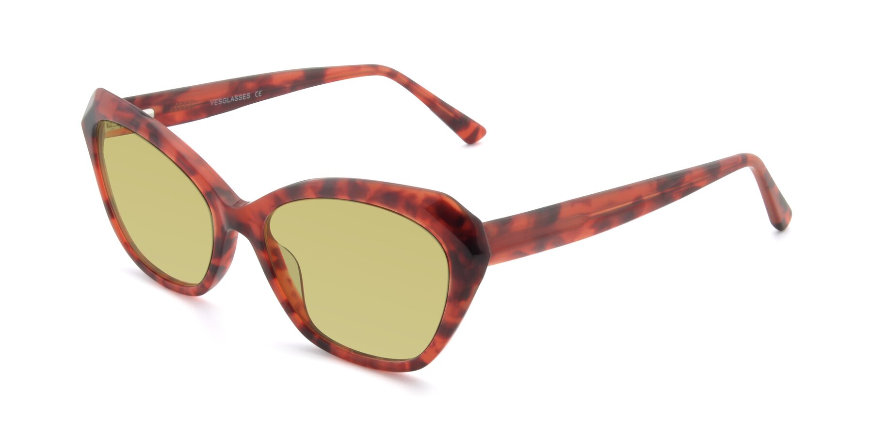 Angle of 17351 in Floral Red with Medium Champagne Tinted Lenses