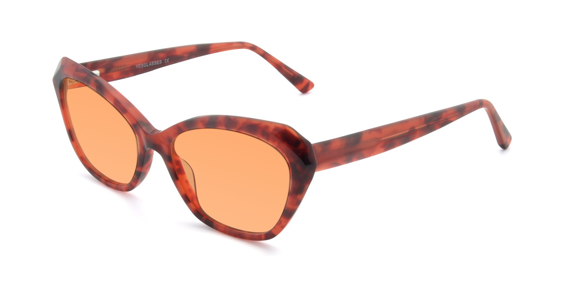 Angle of 17351 in Floral Red with Medium Orange Tinted Lenses