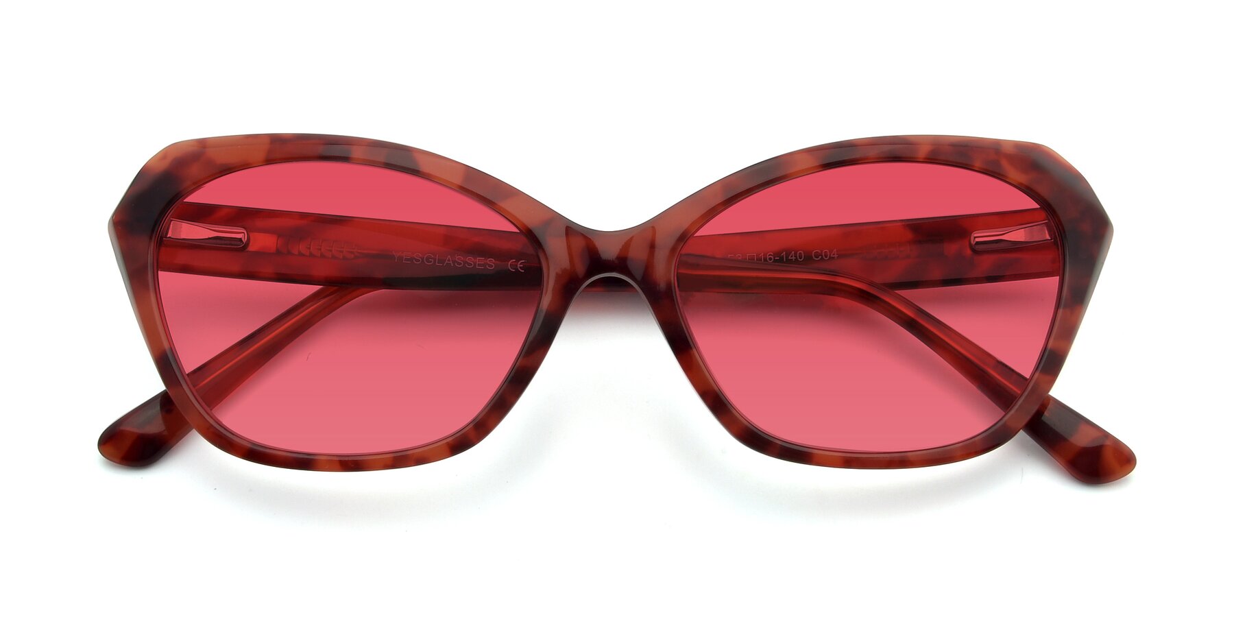 Folded Front of 17351 in Floral Red with Red Tinted Lenses