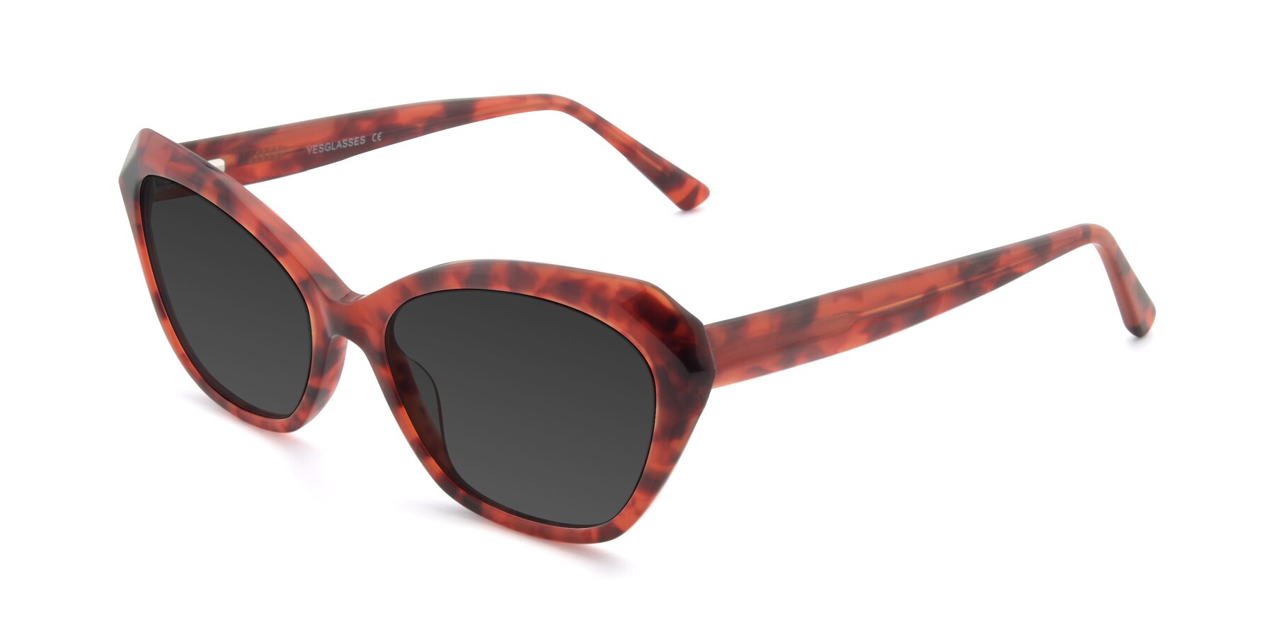 Angle of 17351 in Floral Red with Gray Tinted Lenses