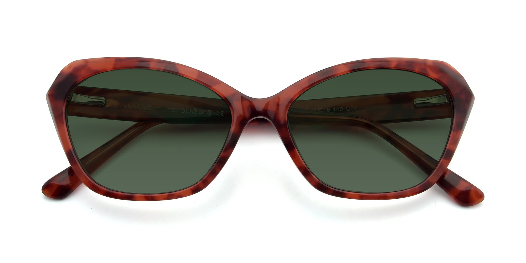 Folded Front of 17351 in Floral Red with Green Tinted Lenses