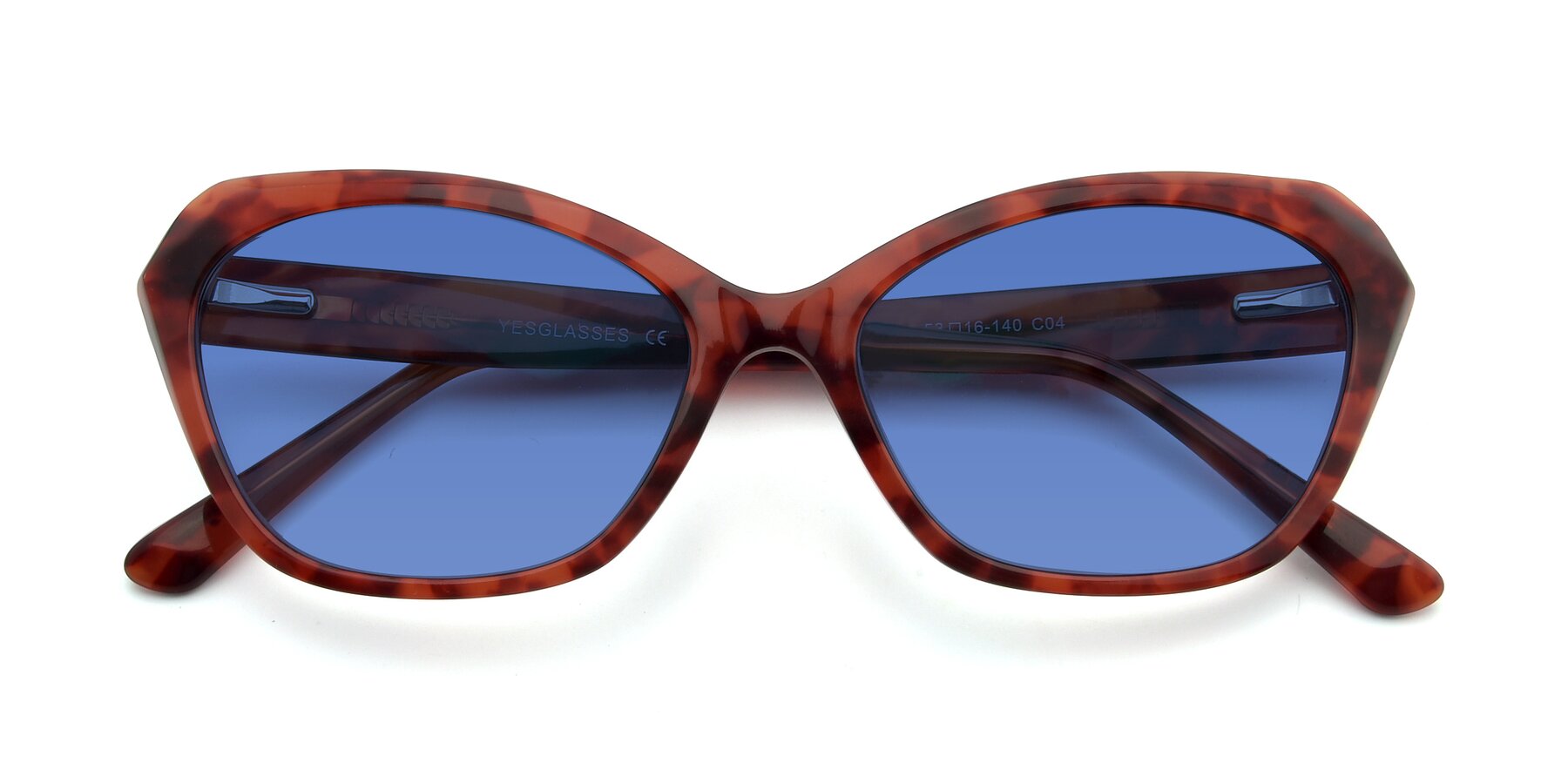 Folded Front of 17351 in Floral Red with Blue Tinted Lenses
