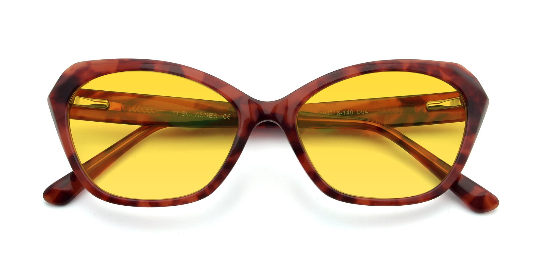 Folded Front of 17351 in Floral Red with Yellow Tinted Lenses