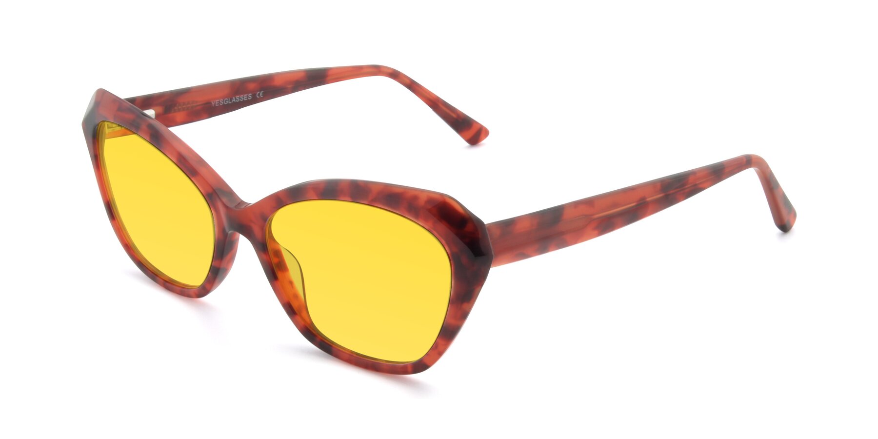 Angle of 17351 in Floral Red with Yellow Tinted Lenses