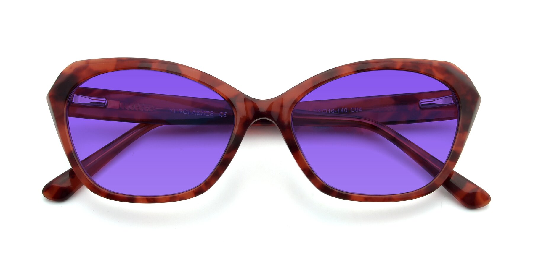 Folded Front of 17351 in Floral Red with Purple Tinted Lenses