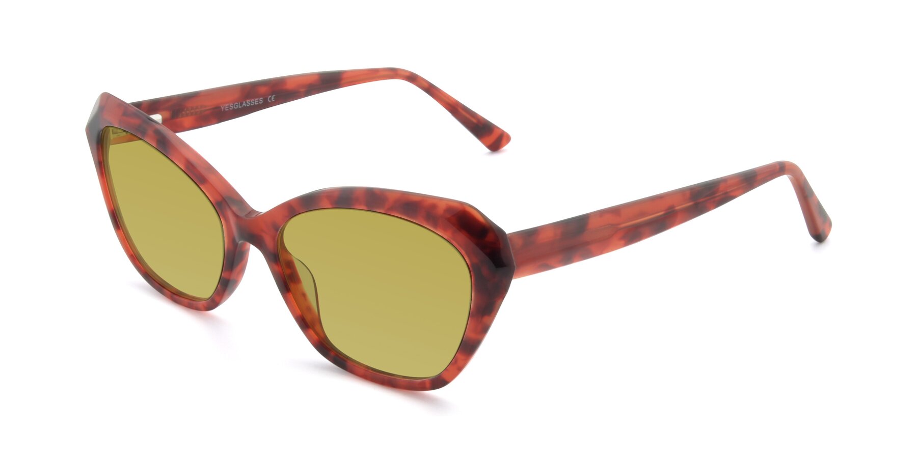 Angle of 17351 in Floral Red with Champagne Tinted Lenses
