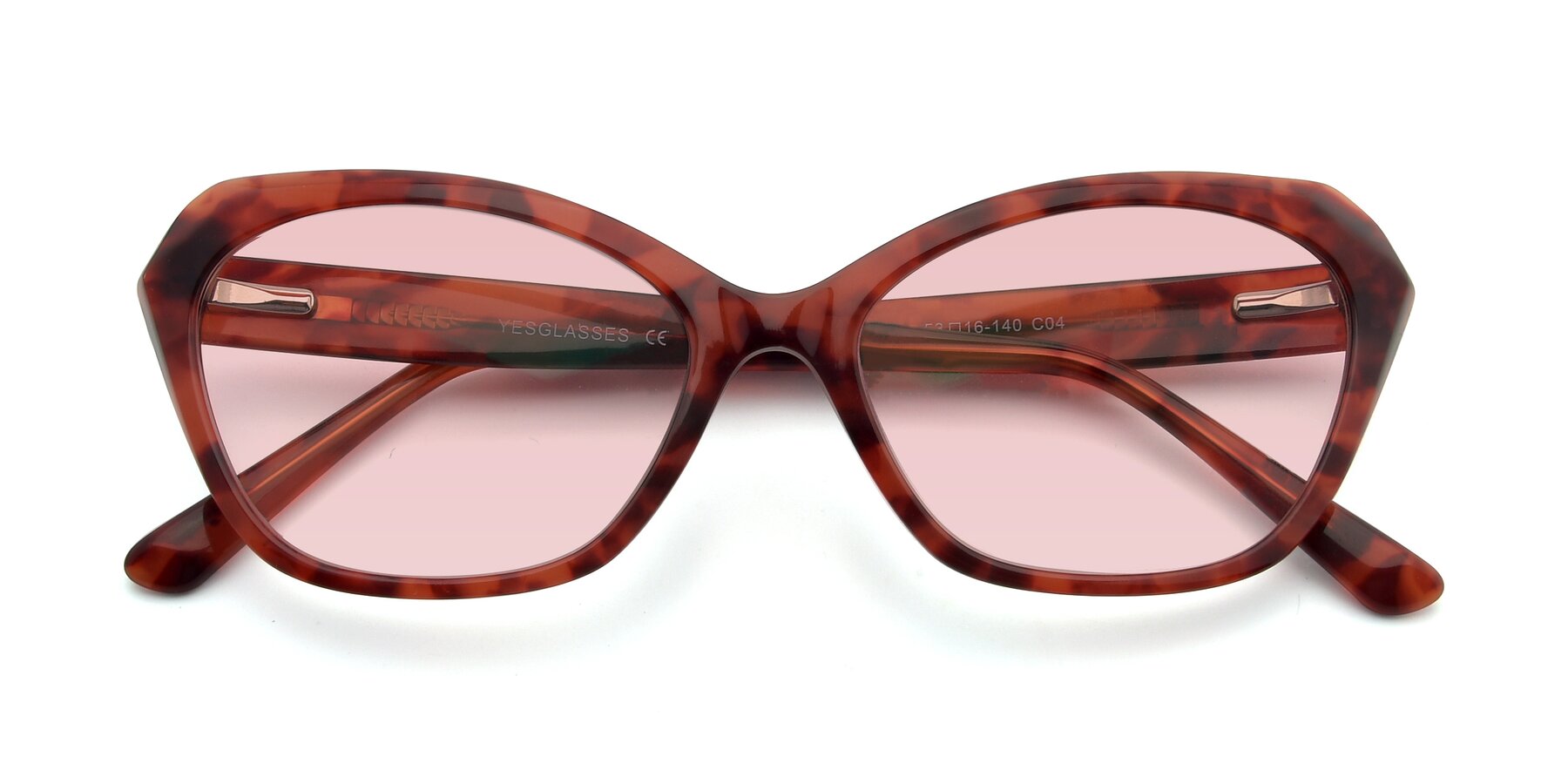 Folded Front of 17351 in Floral Red with Light Garnet Tinted Lenses