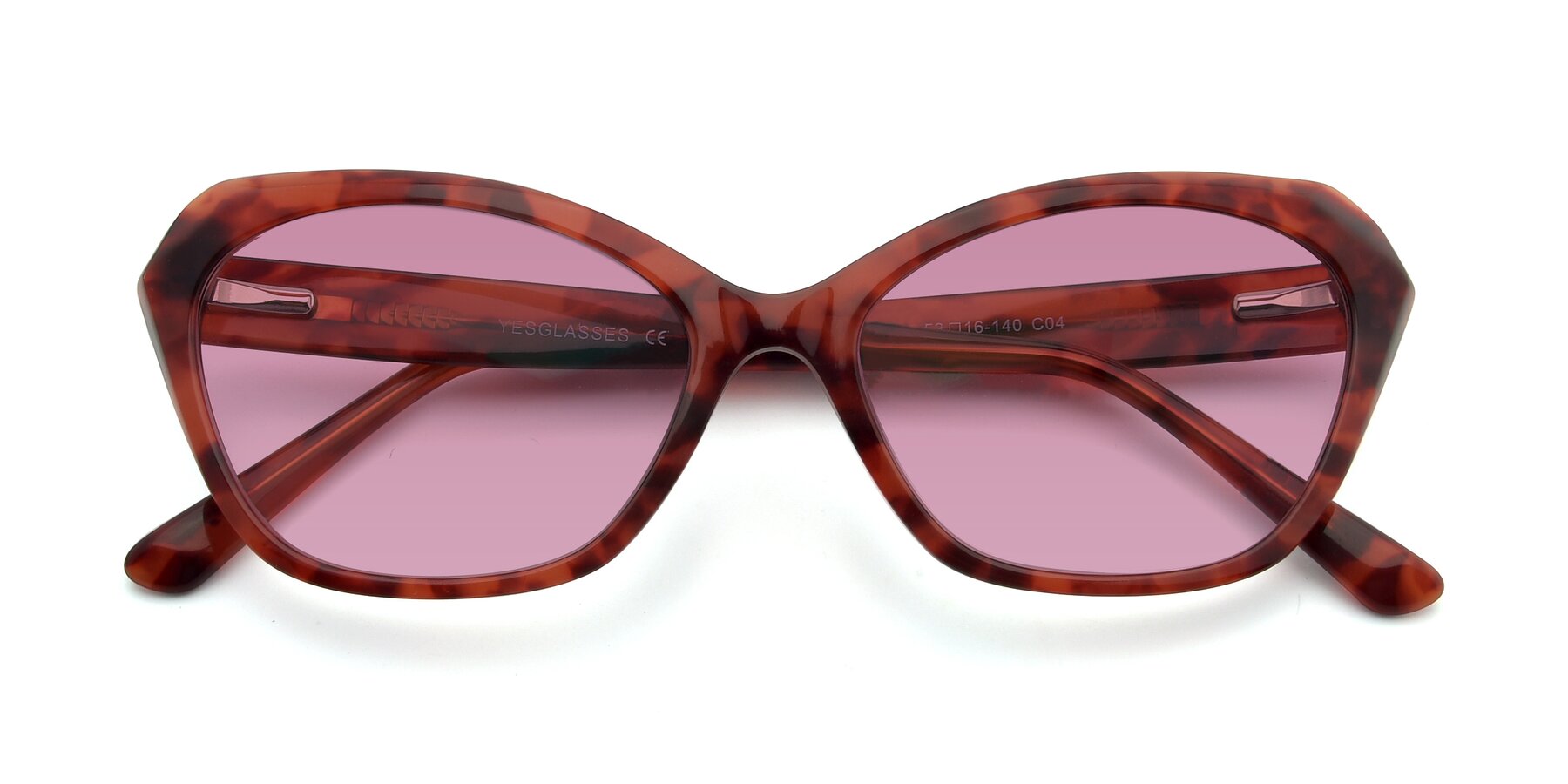 Folded Front of 17351 in Floral Red with Medium Wine Tinted Lenses