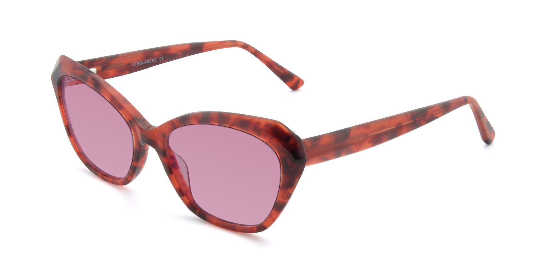 Angle of 17351 in Floral Red with Medium Wine Tinted Lenses