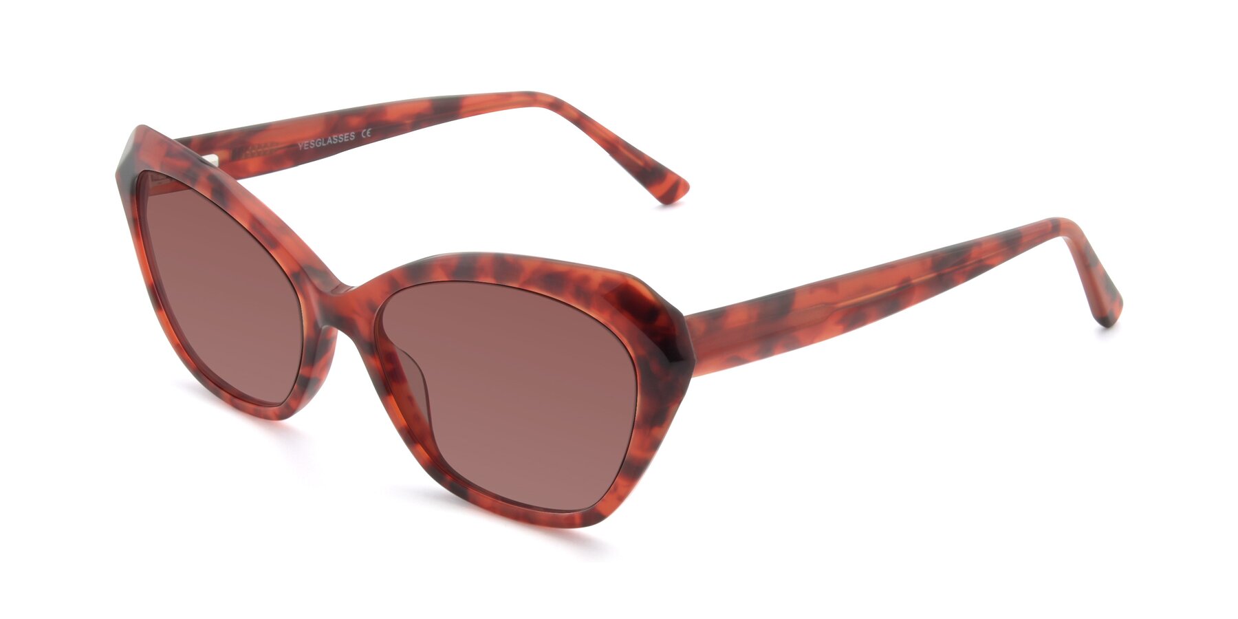 Angle of 17351 in Floral Red with Garnet Tinted Lenses