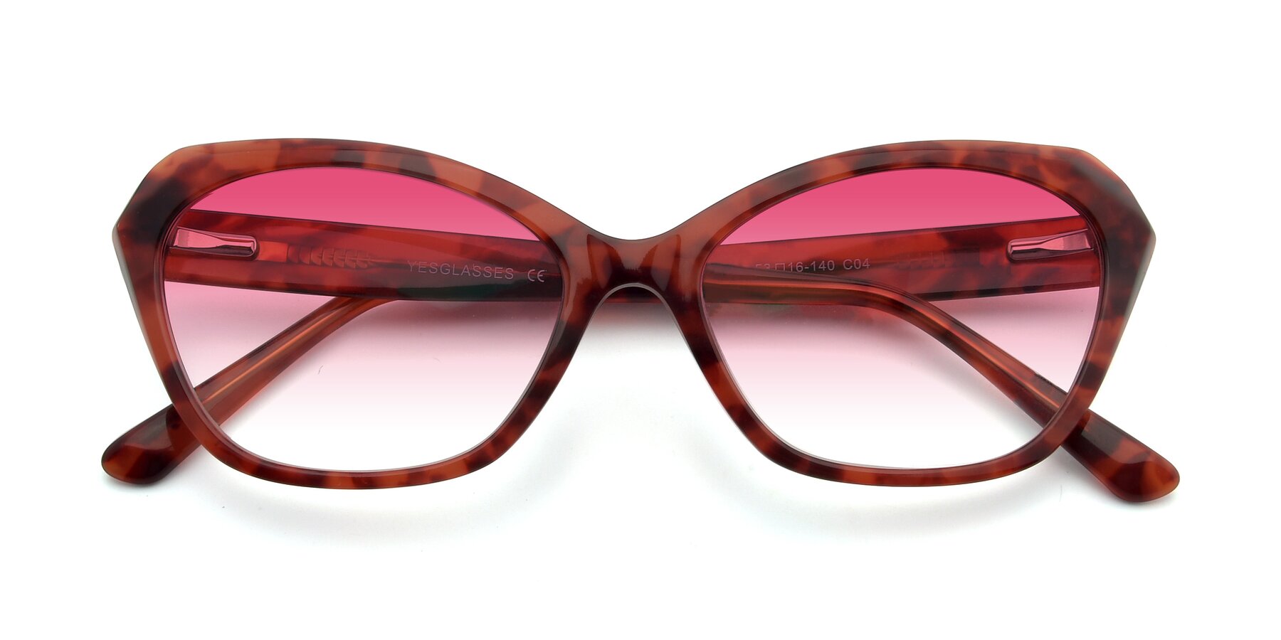 Folded Front of 17351 in Floral Red with Pink Gradient Lenses