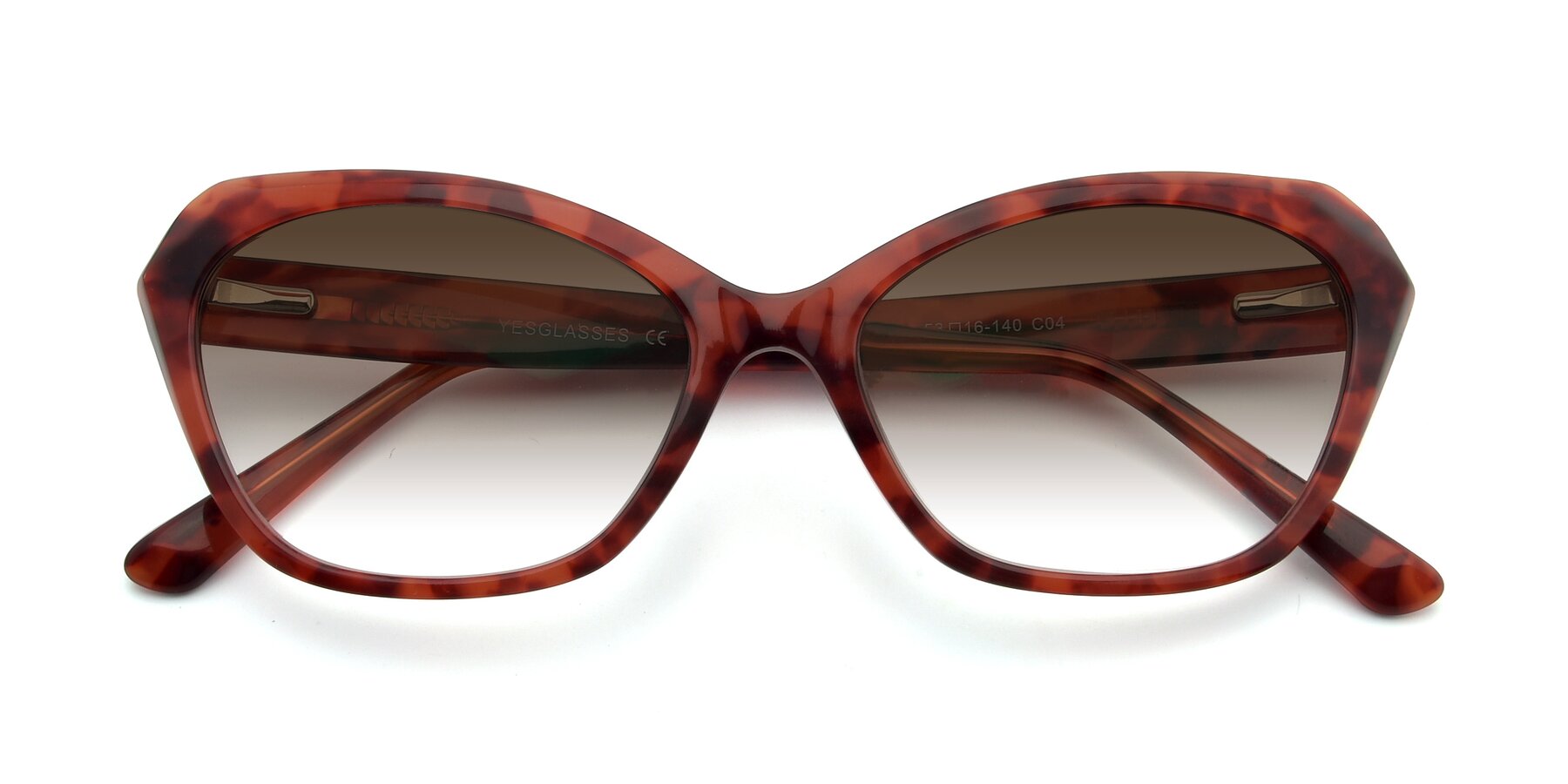 Folded Front of 17351 in Floral Red with Brown Gradient Lenses