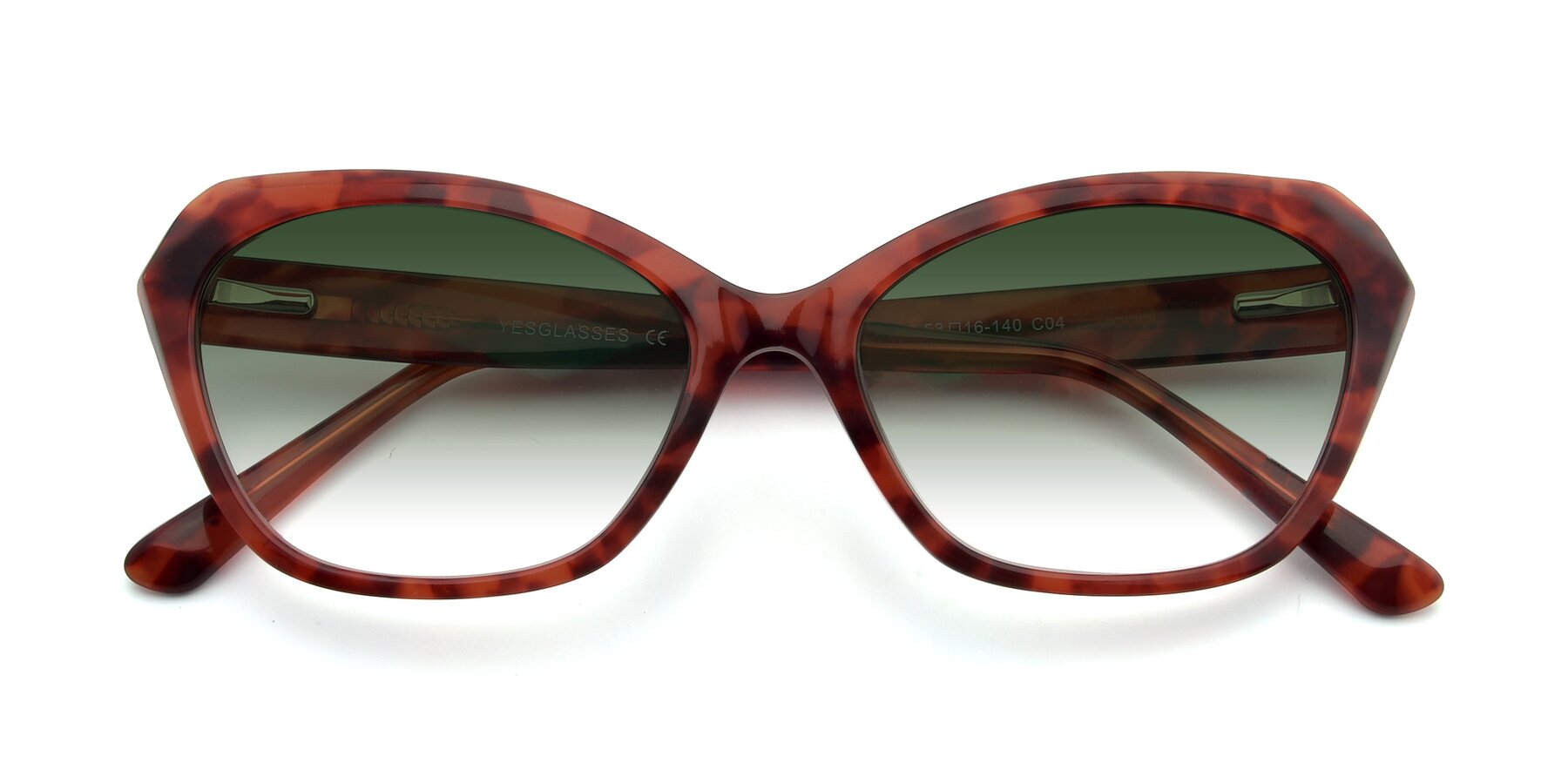 Folded Front of 17351 in Floral Red with Green Gradient Lenses
