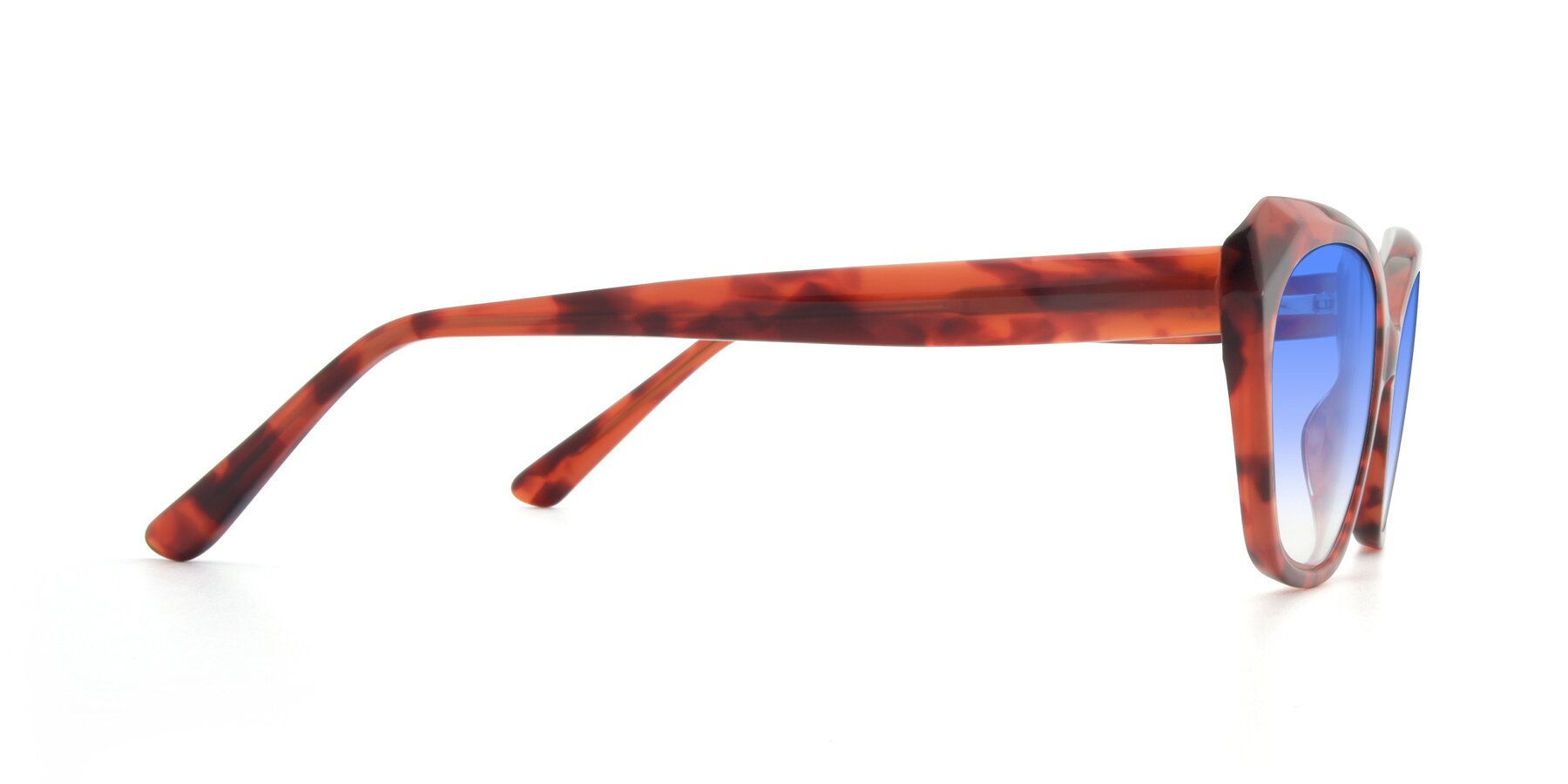 Side of 17351 in Floral Red with Blue Gradient Lenses