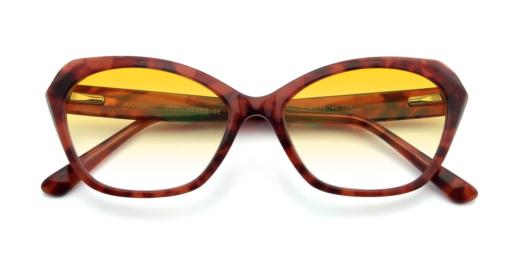 Folded Front of 17351 in Floral Red with Yellow Gradient Lenses