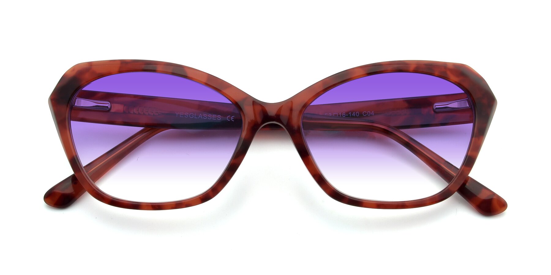 Folded Front of 17351 in Floral Red with Purple Gradient Lenses