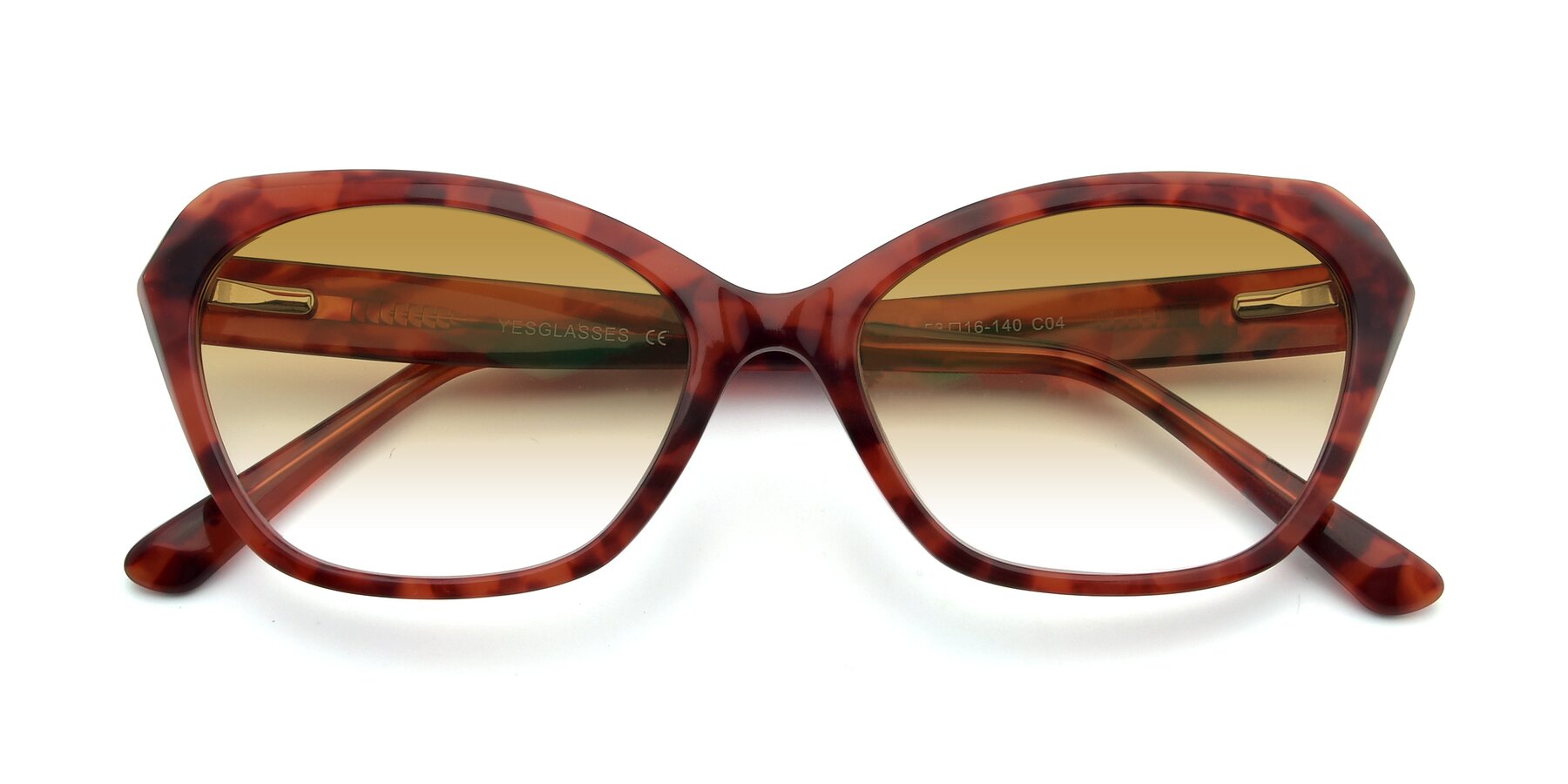 Folded Front of 17351 in Floral Red with Champagne Gradient Lenses