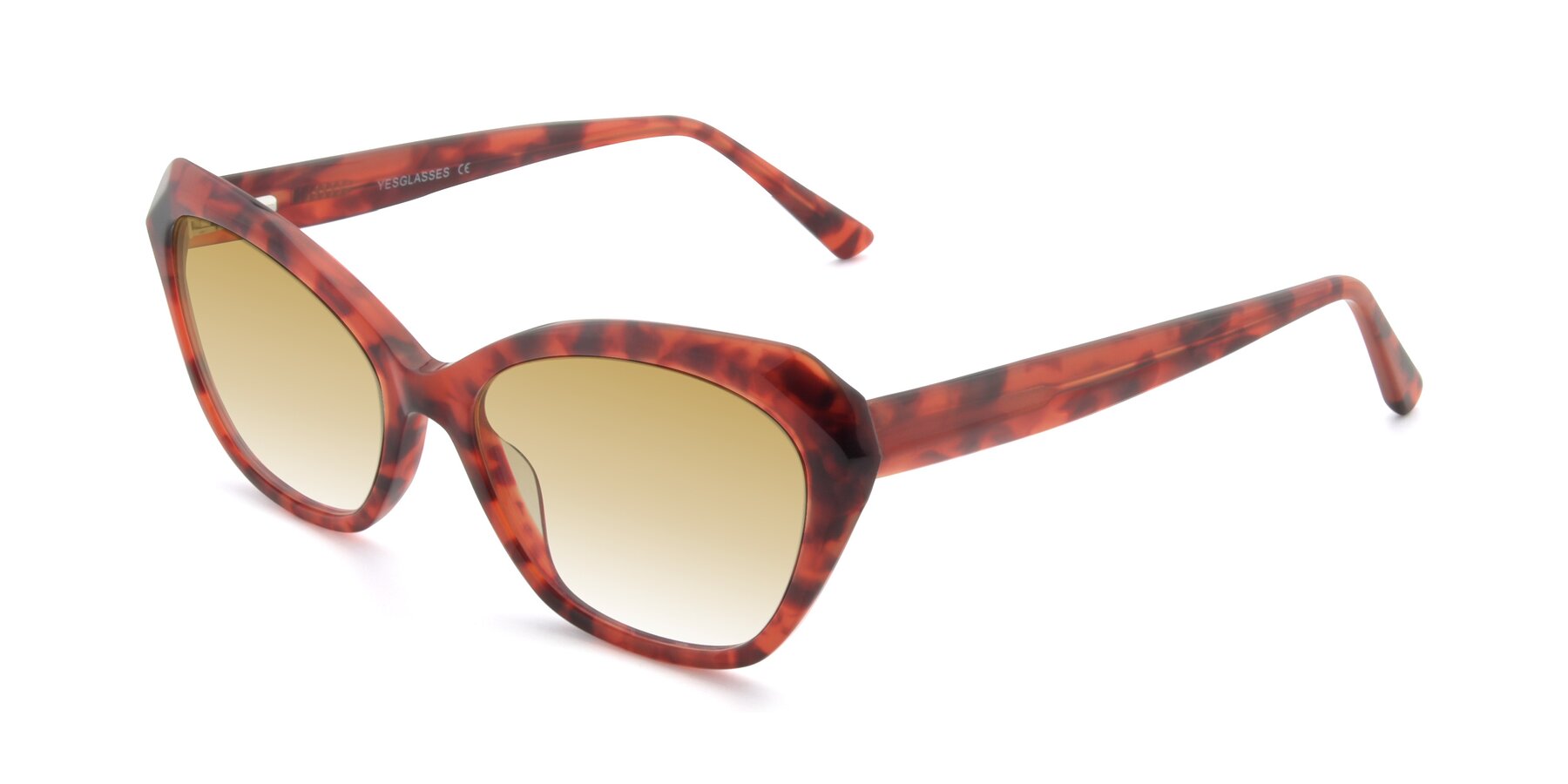 Angle of 17351 in Floral Red with Champagne Gradient Lenses
