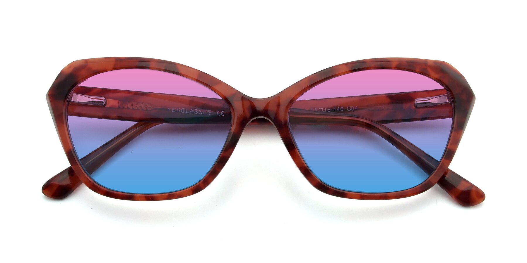 Folded Front of 17351 in Floral Red with Pink / Blue Gradient Lenses