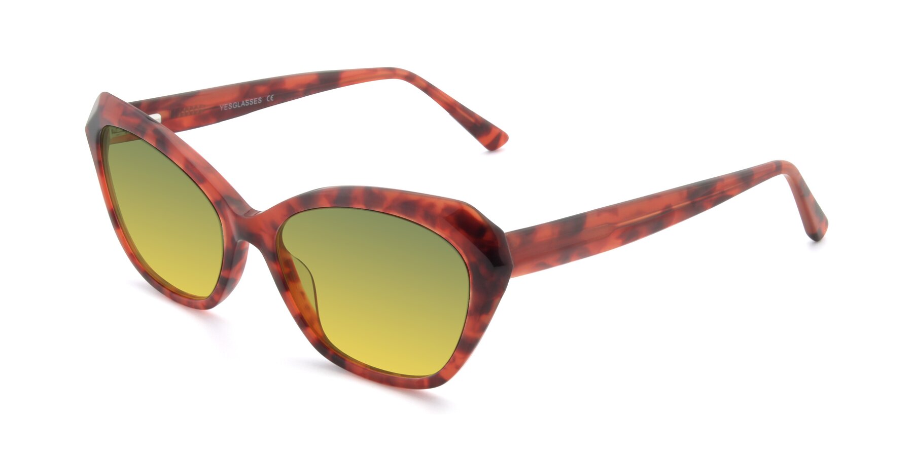 Angle of 17351 in Floral Red with Green / Yellow Gradient Lenses