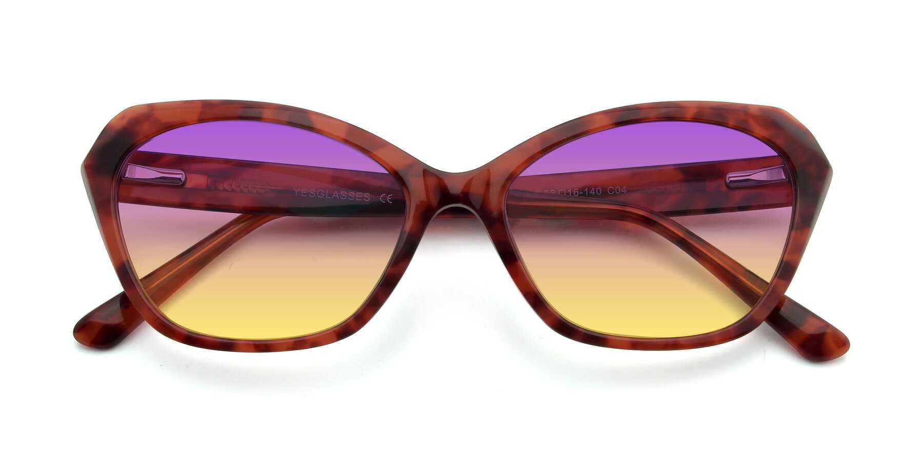 Folded Front of 17351 in Floral Red with Purple / Yellow Gradient Lenses
