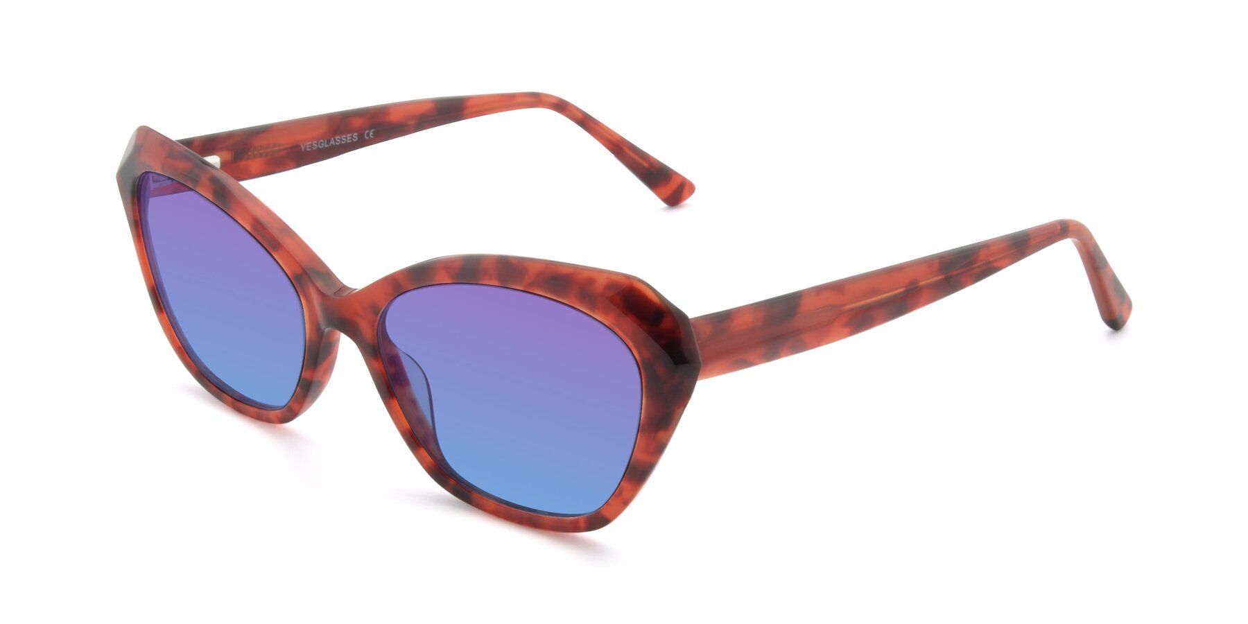 Angle of 17351 in Floral Red with Purple / Blue Gradient Lenses