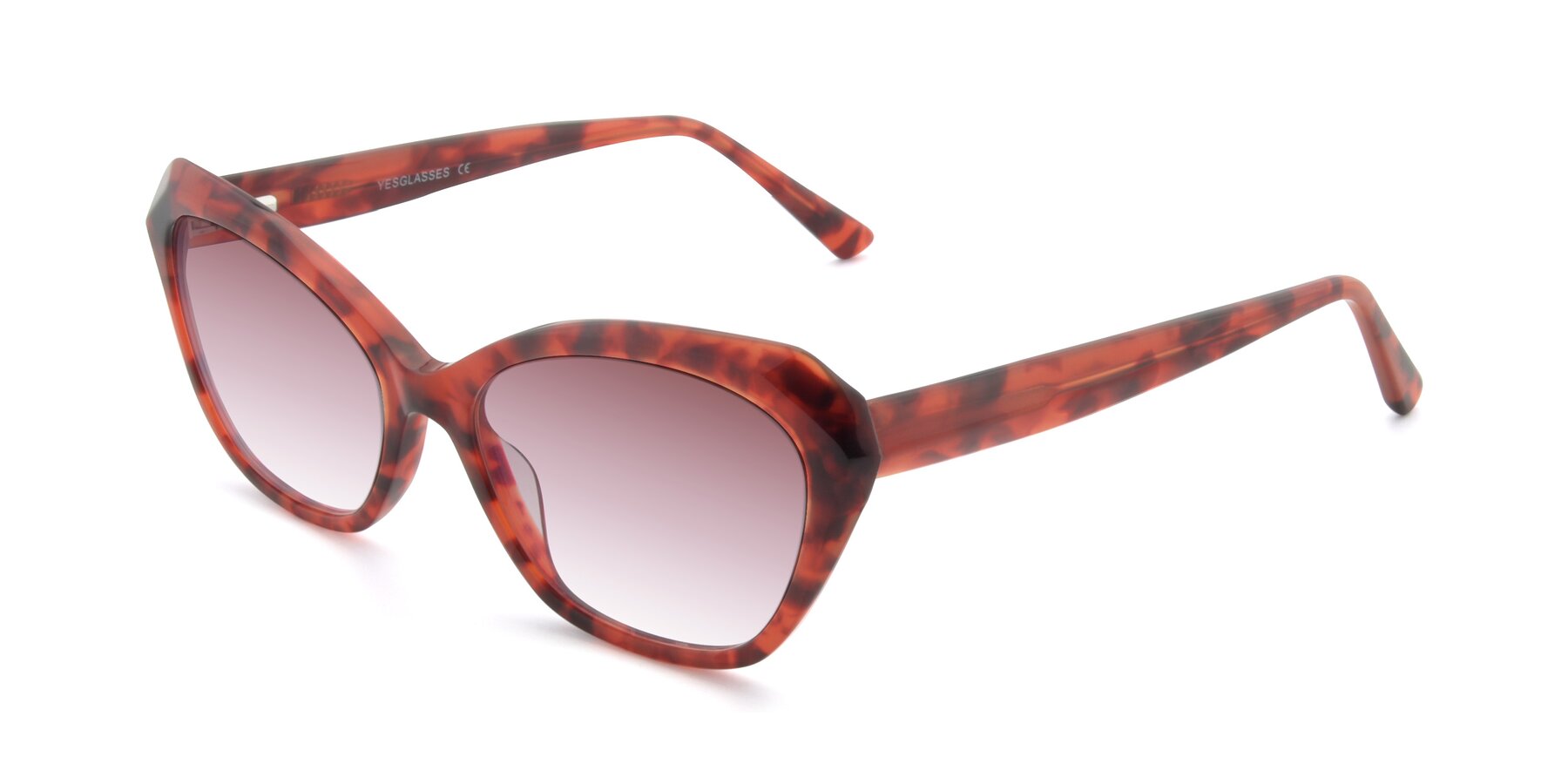 Angle of 17351 in Floral Red with Garnet Gradient Lenses