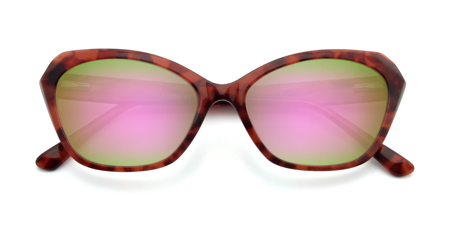 Folded Front of 17351 in Floral Red with Pink Mirrored Lenses