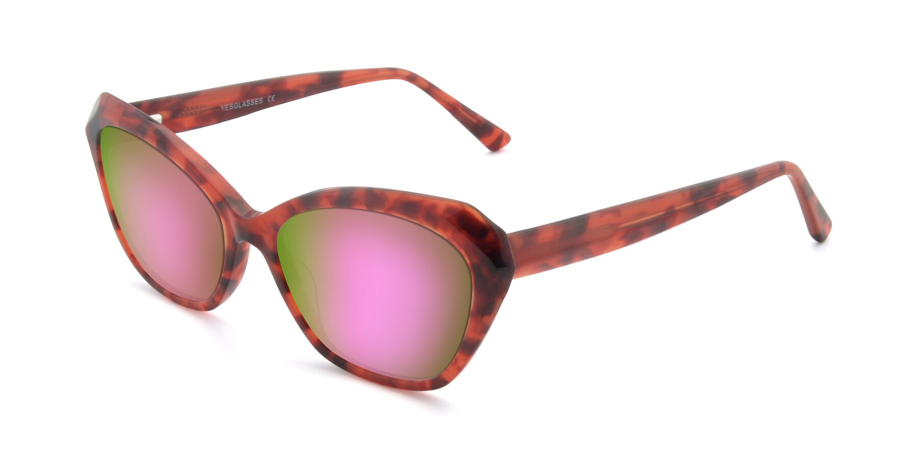 Angle of 17351 in Floral Red with Pink Mirrored Lenses