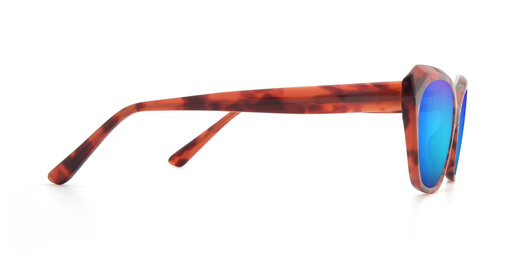 Side of 17351 in Floral Red with Blue Mirrored Lenses