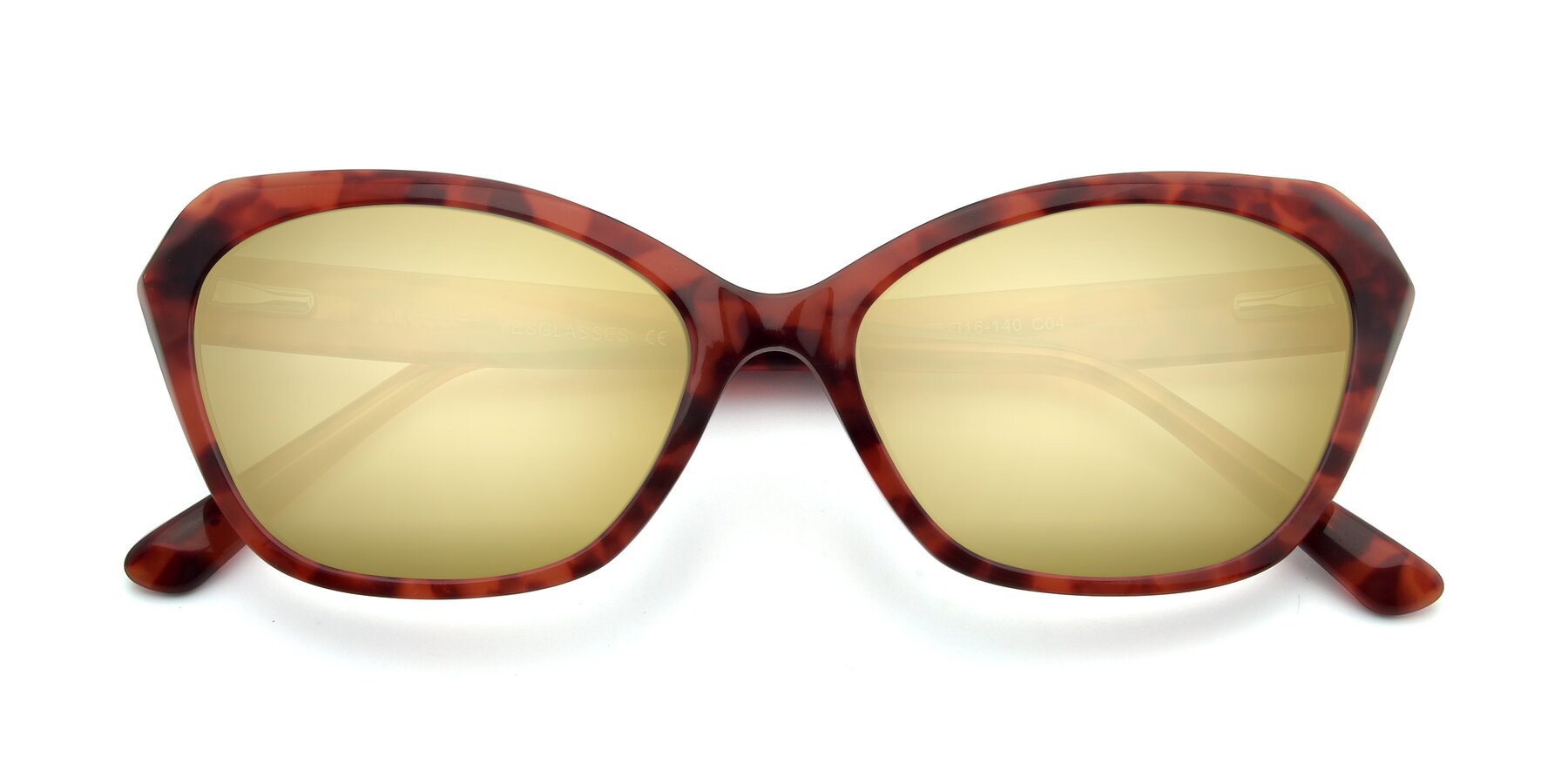 Folded Front of 17351 in Floral Red with Gold Mirrored Lenses
