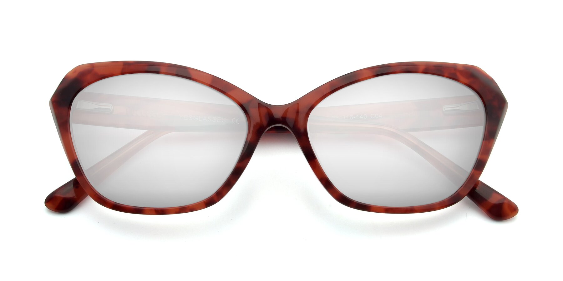 Folded Front of 17351 in Floral Red with Silver Mirrored Lenses
