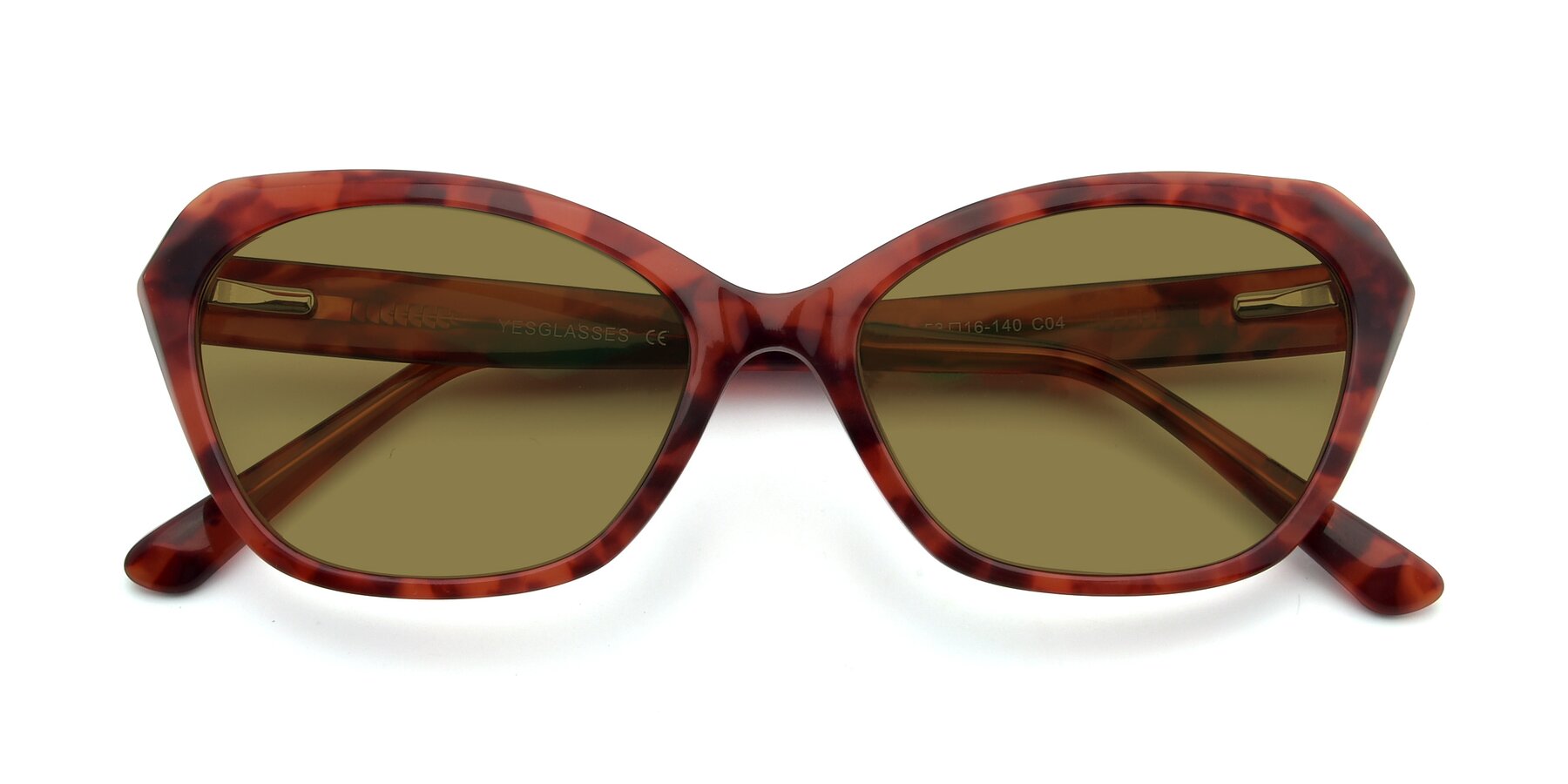 Folded Front of 17351 in Floral Red with Brown Polarized Lenses