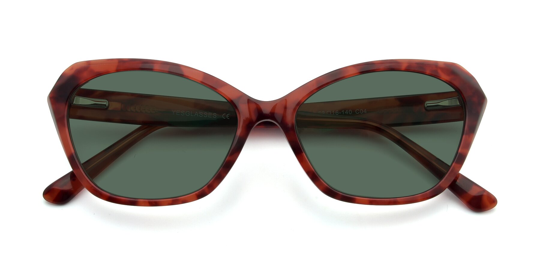 Folded Front of 17351 in Floral Red with Green Polarized Lenses