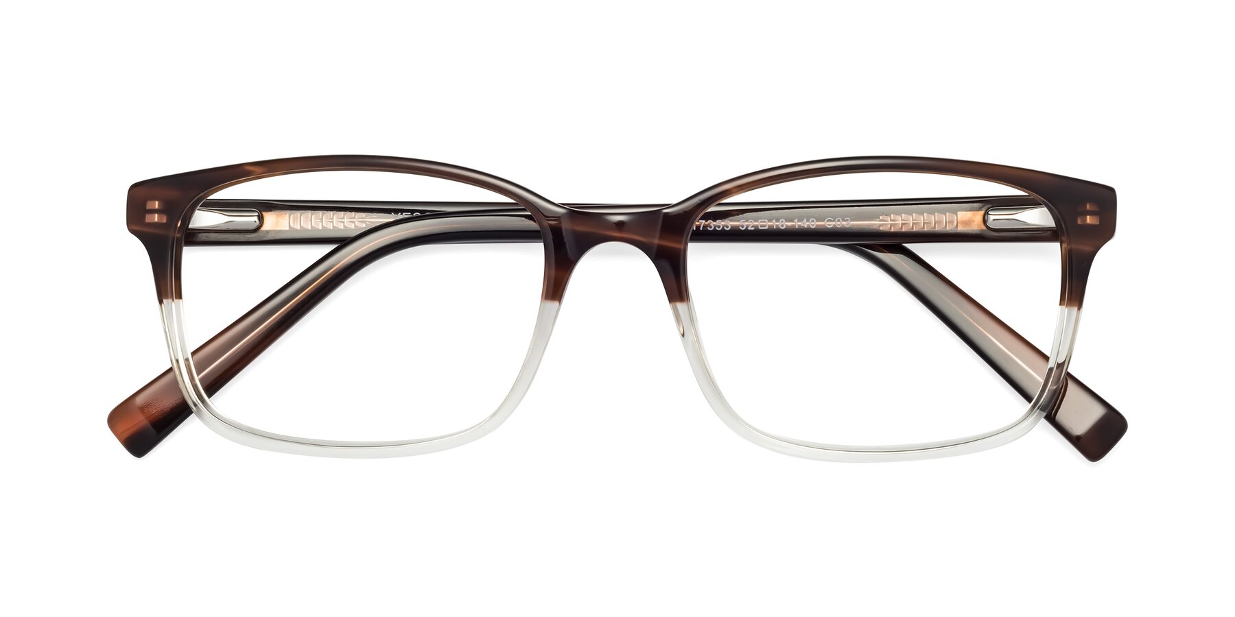 Folded Front of 17353 in Brown-Clear with Clear Reading Eyeglass Lenses
