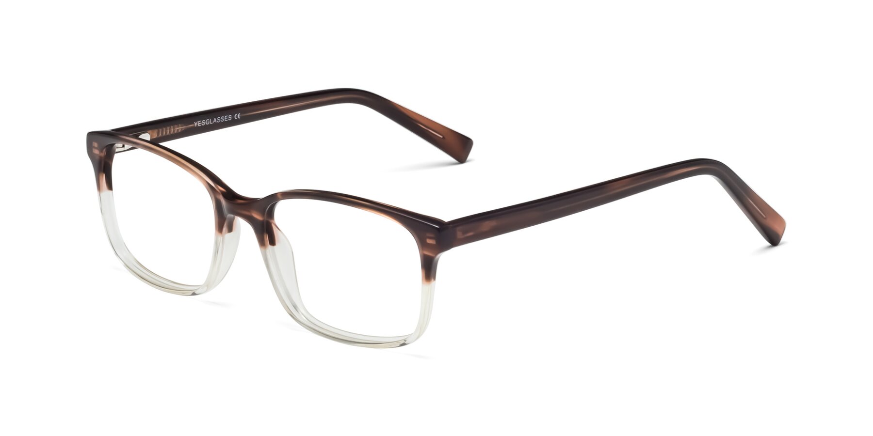 Angle of 17353 in Brown-Clear with Clear Reading Eyeglass Lenses