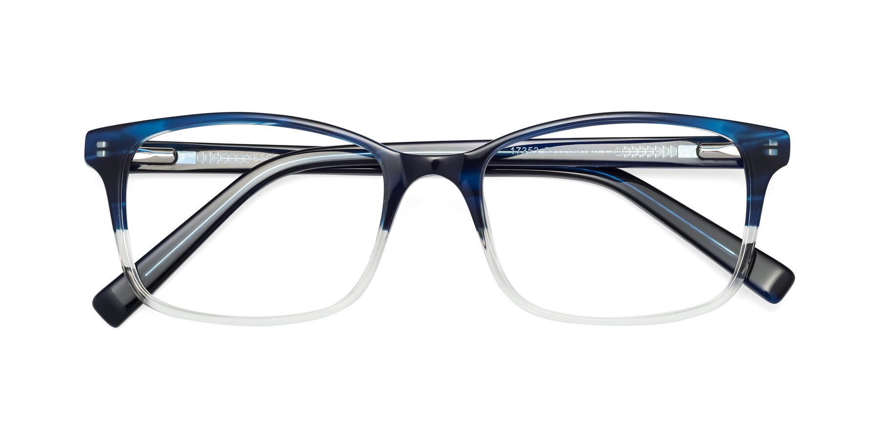 Folded Front of 17353 in Blue-Clear with Clear Reading Eyeglass Lenses