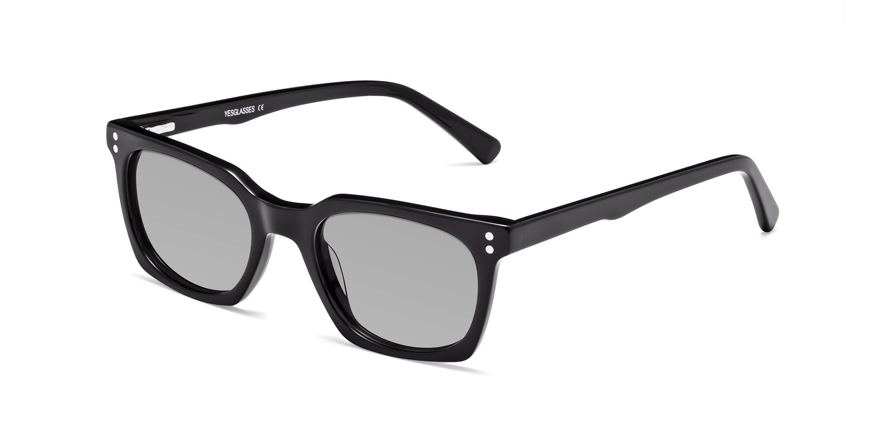 Angle of Medhi in Black with Light Gray Tinted Lenses