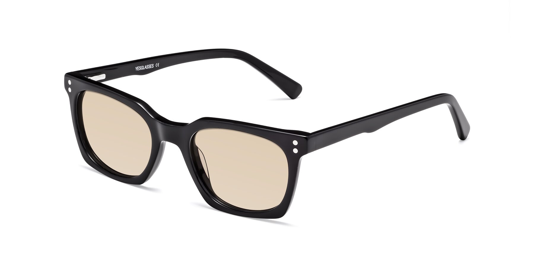 Angle of Medhi in Black with Light Brown Tinted Lenses