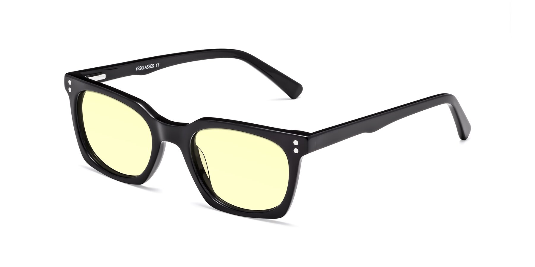 Angle of Medhi in Black with Light Yellow Tinted Lenses