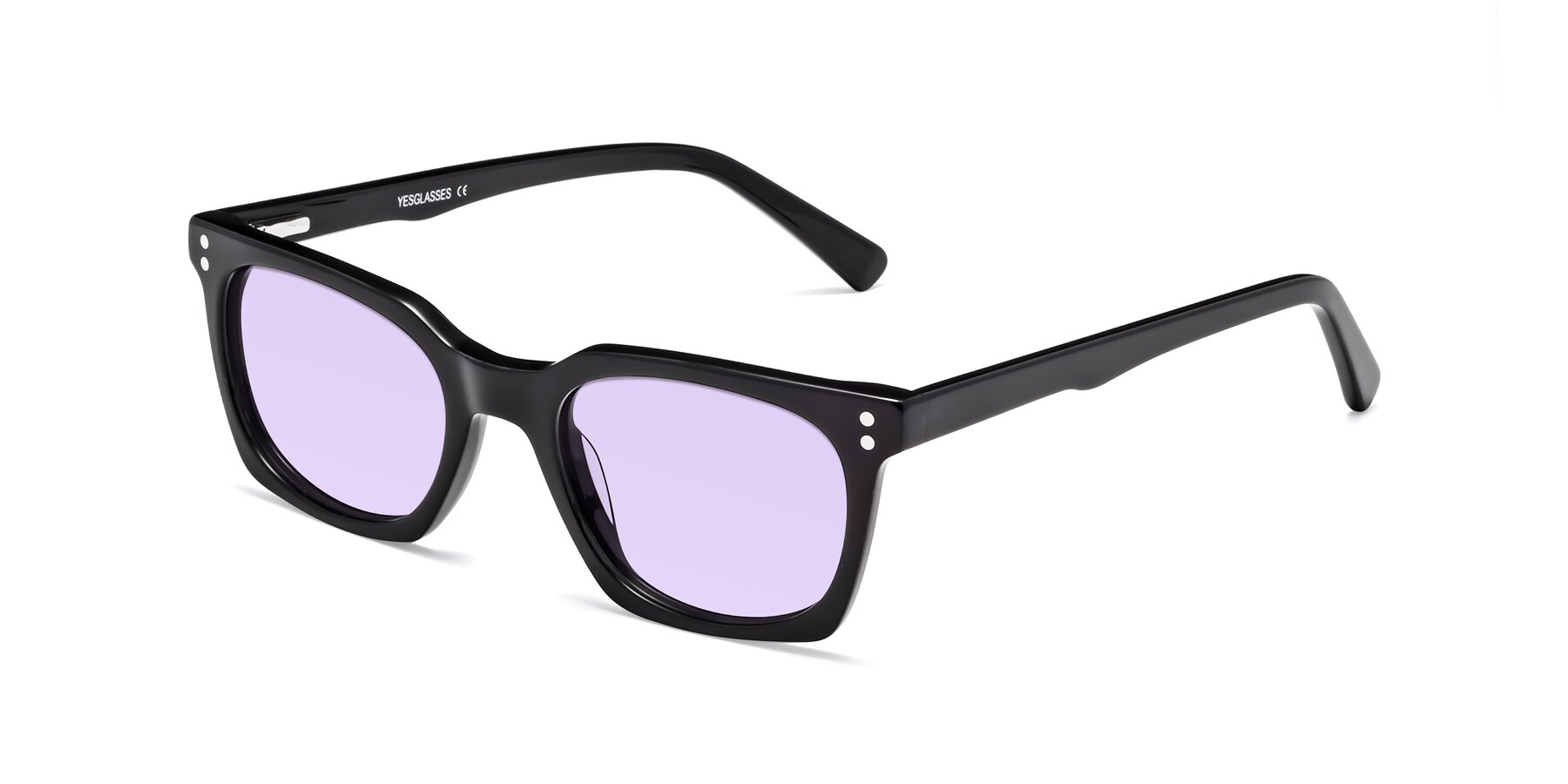 Angle of Medhi in Black with Light Purple Tinted Lenses