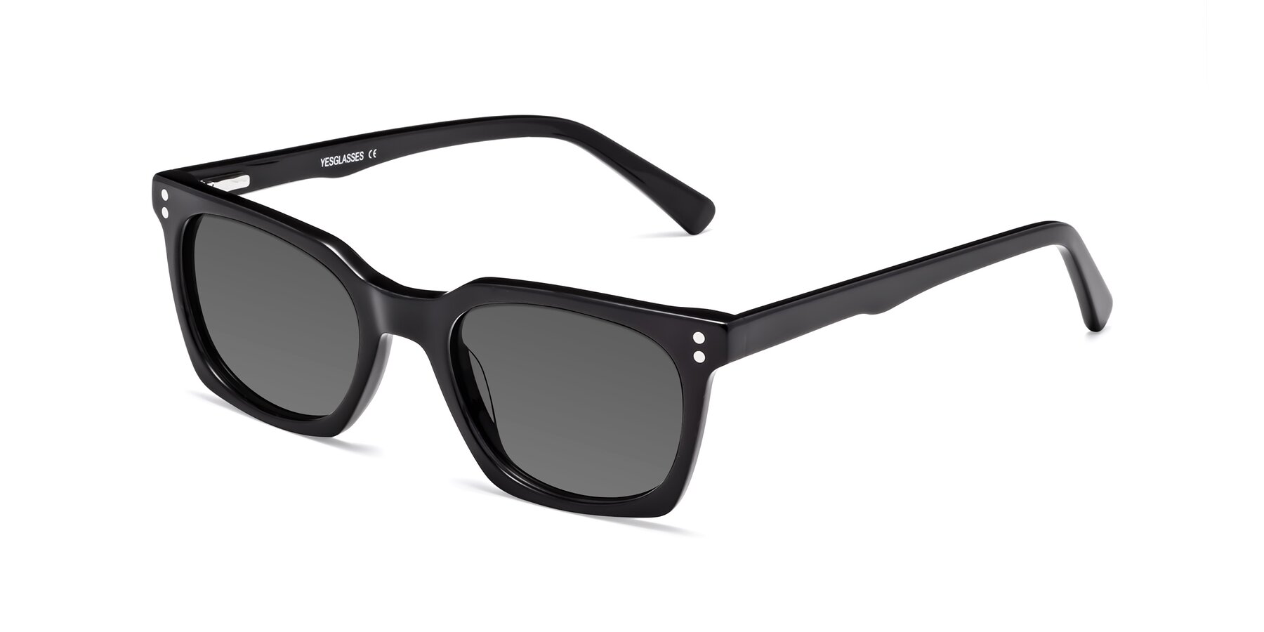Angle of Medhi in Black with Medium Gray Tinted Lenses