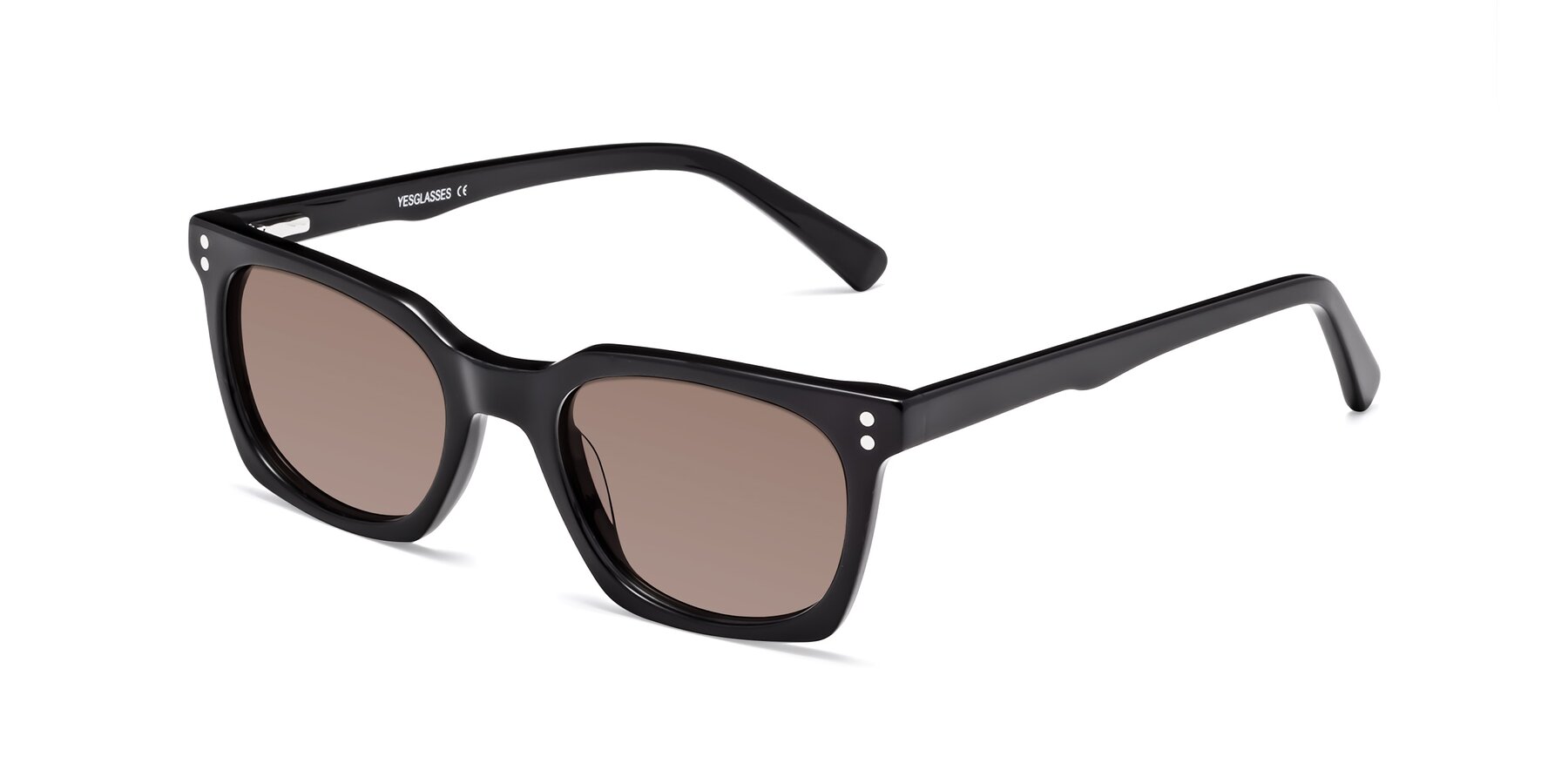Angle of Medhi in Black with Medium Brown Tinted Lenses