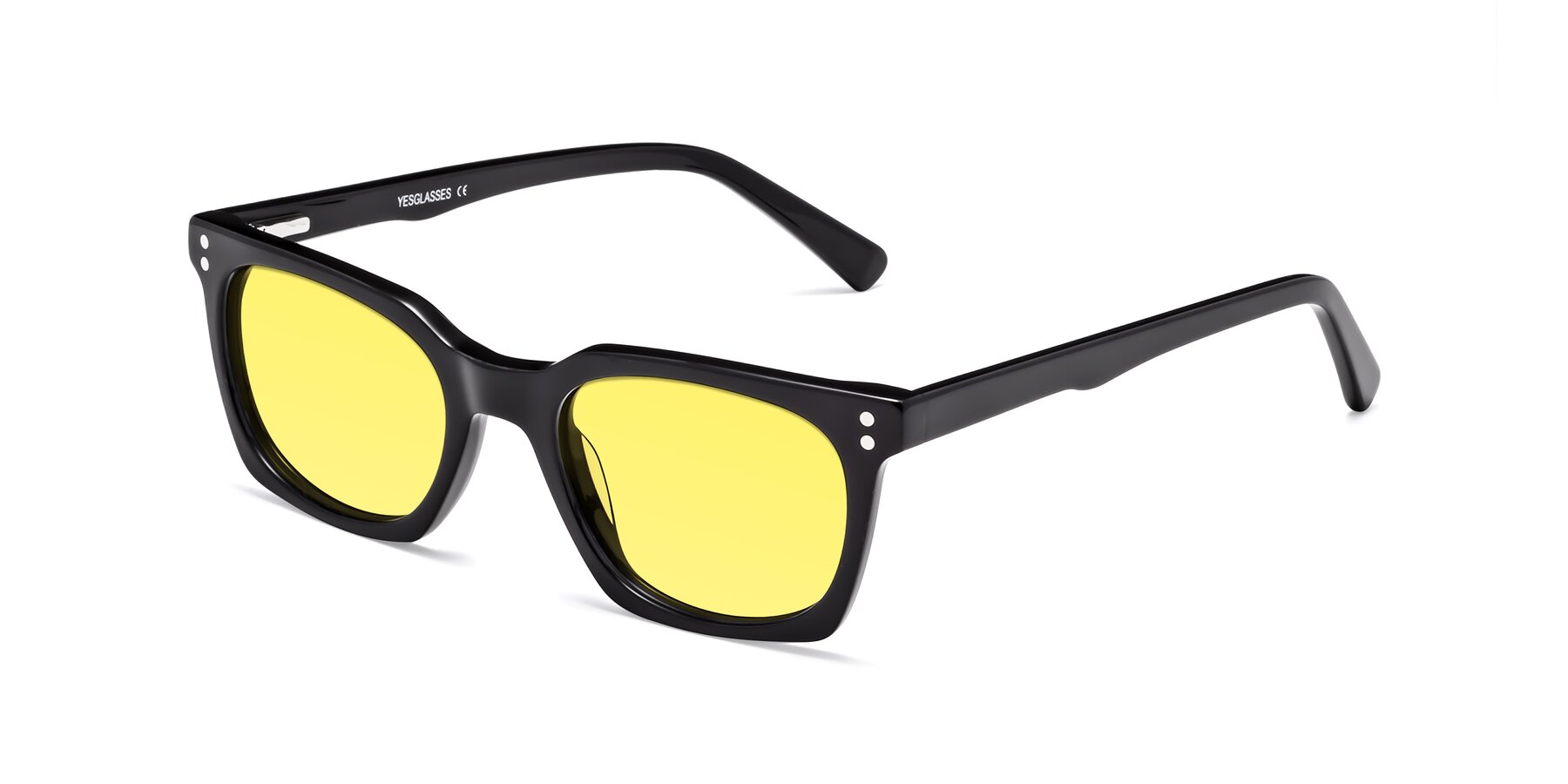 Angle of Medhi in Black with Medium Yellow Tinted Lenses